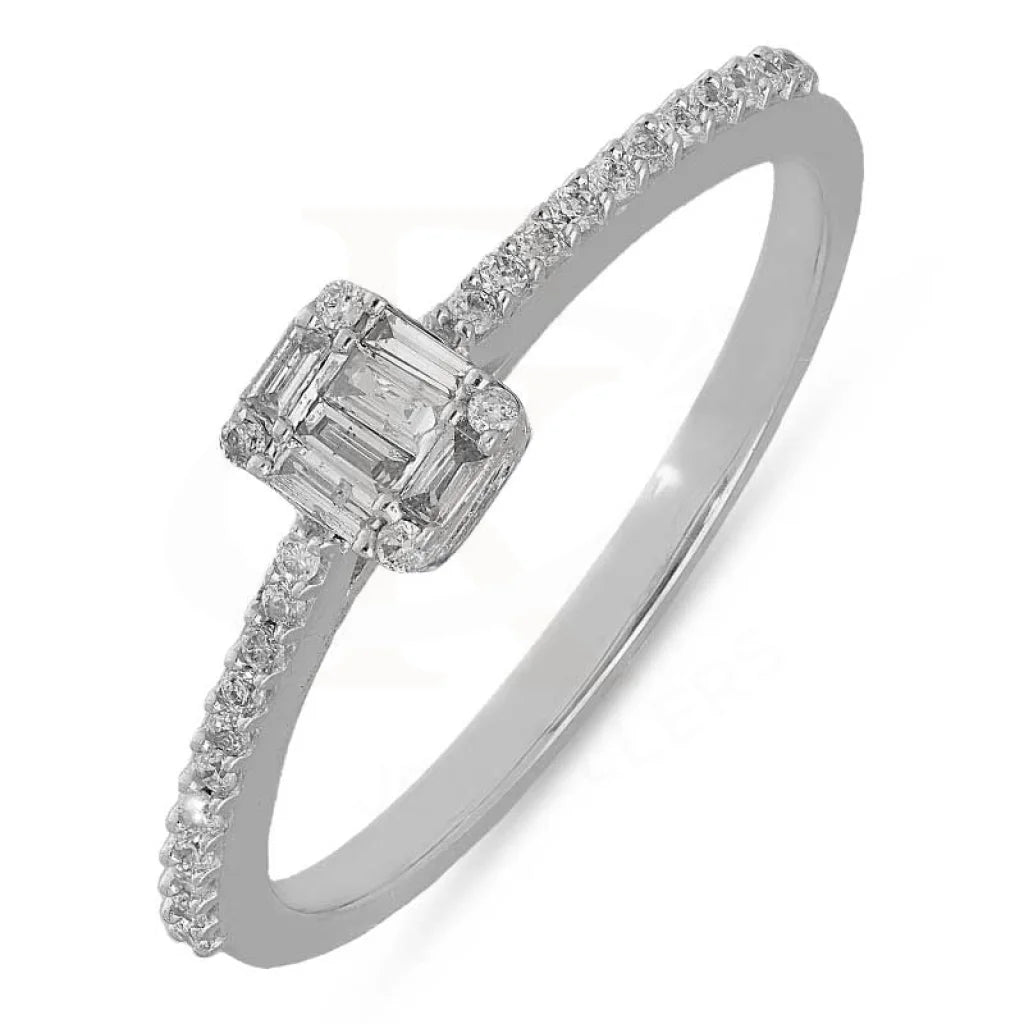 Channel - Set Women's Diamond Rings with Diamonds Securely Held in a Metal Groove for DurabilityDiamond Emerald Cut Ring in 18KT White Gold - FKJRN18K3116