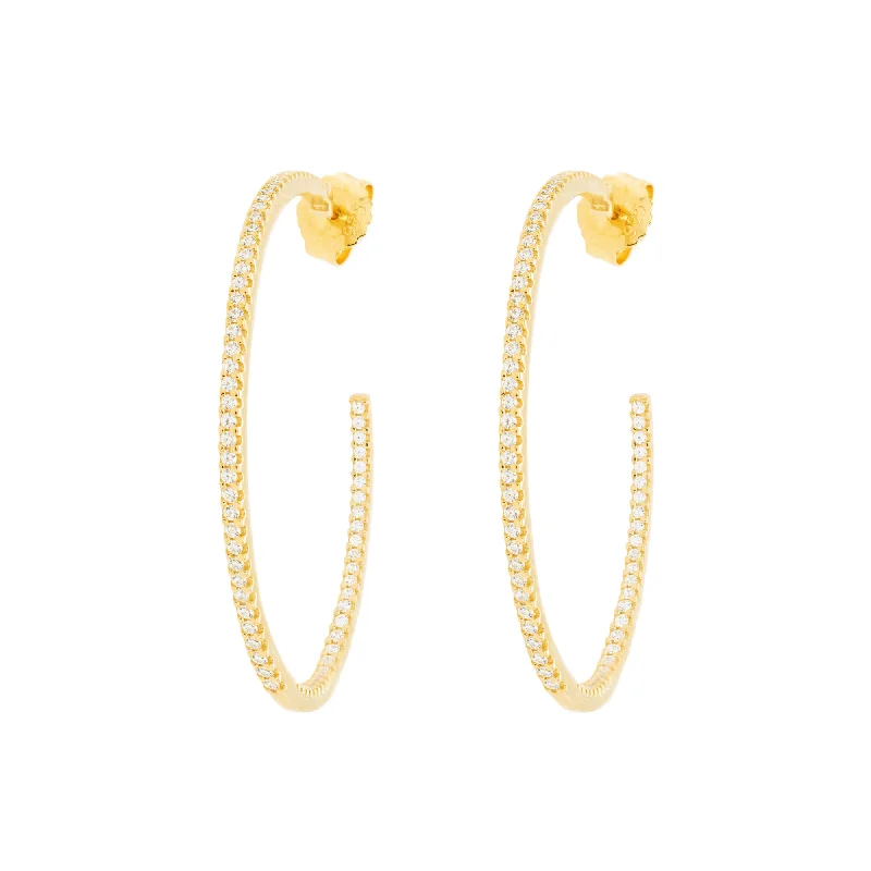 Chunky hoop earrings18K Gold Plated Hoops w. Zirconia