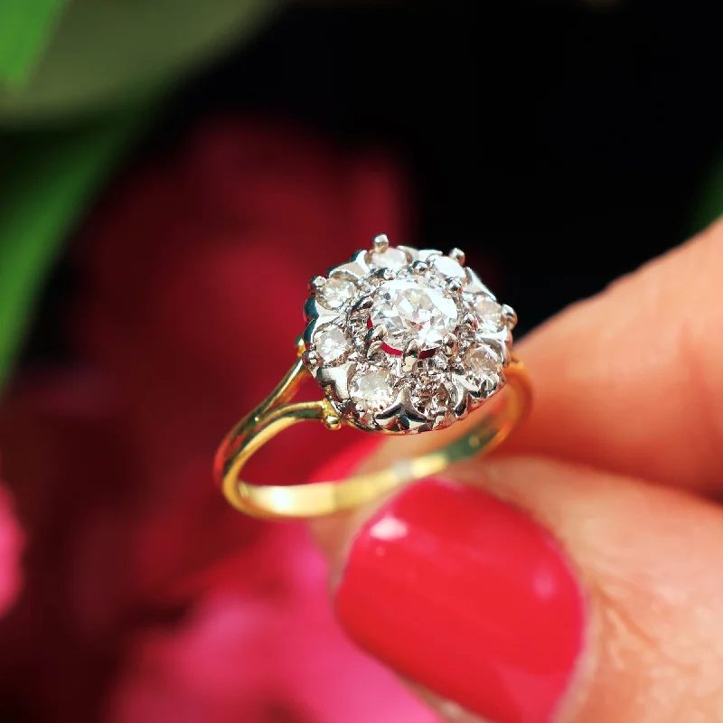 Tennis - Style Women's Rings with a Row of Round Diamonds in PlatinumAwesome Loveliness! Vintage Diamond Cluster Engagement Ring