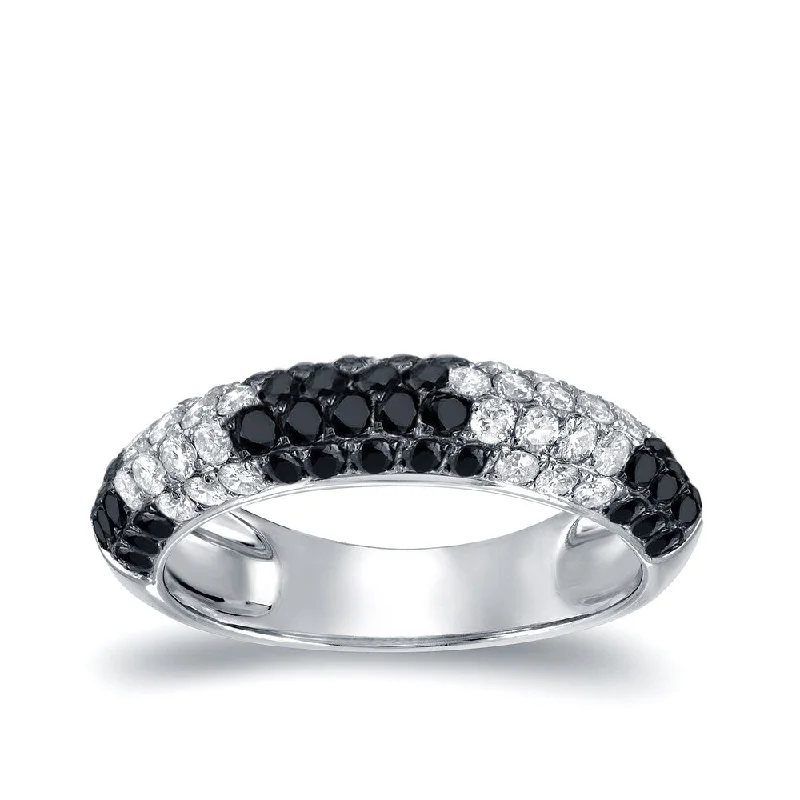 Adjustable Women's Diamond Rings with a Flexible Band for a Comfortable and Custom FitAuriya Multi-Row Pave Black and White Diamond Ring 1ct TDW 14k White Gold