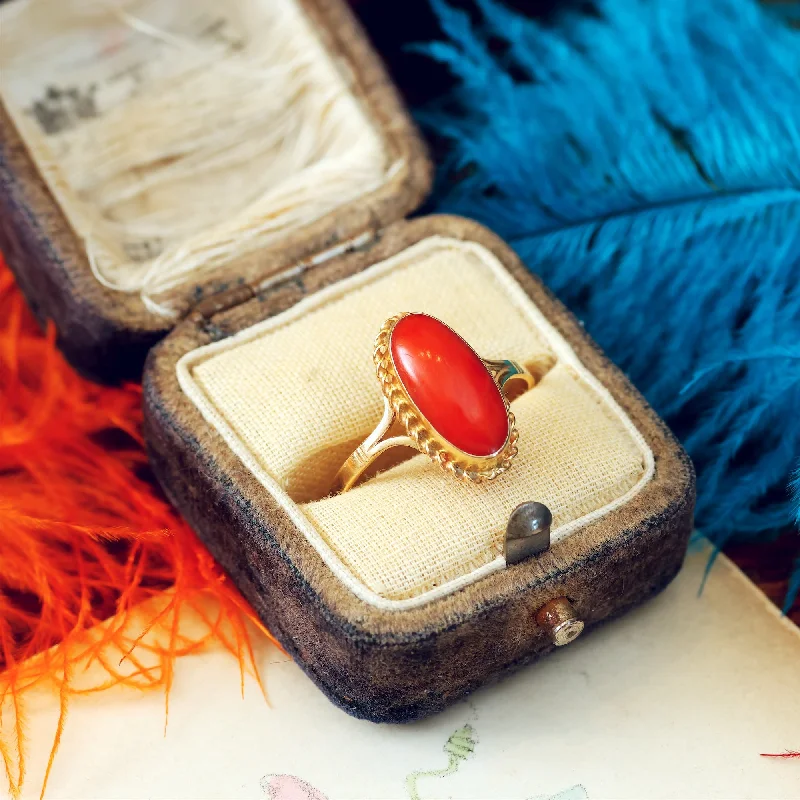 Enamel - Coated Women's Rings in Bright, Bold ColorsVintage 14ct Gold Mediterranean Coral Ring