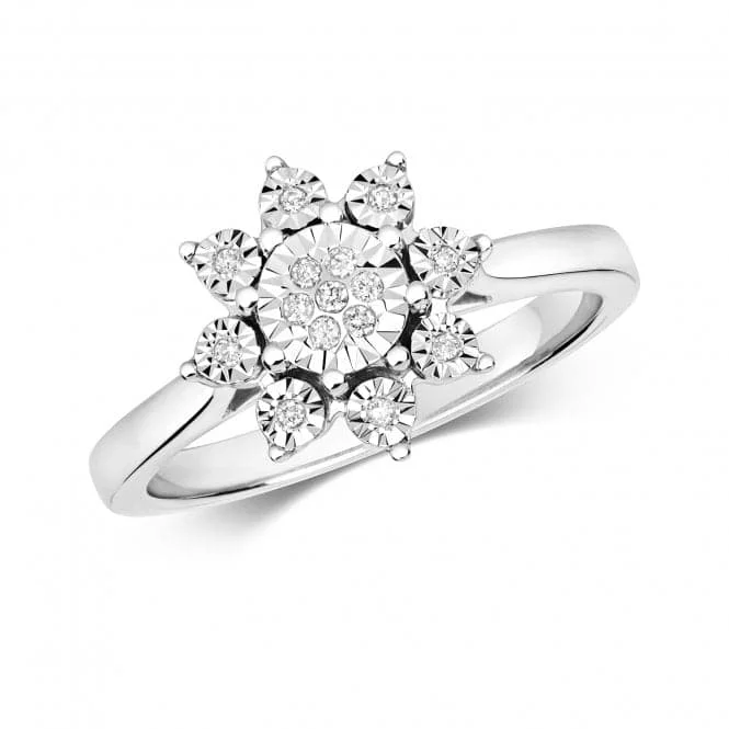 Minimalist Fashion Rings in Stainless Steel with a Single Solitaire CrystalDiamond Jewellery 9ct Illusion Cluster Ring in White Gold - 15 Diamonds RD596W