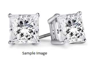 Princess - cut diamond engagement ring with a pavé - set band in platinumPRINCESS DIAMONDS 2.00CTW STUD EARRINGS