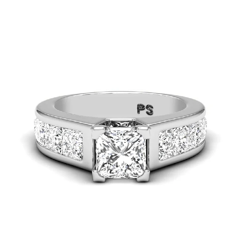 Men's Diamond Engagement Rings with Platinum Band and Halo Setting for a Luxury Proposal2.65-3.80 CT Princess Cut Diamonds - Engagement Ring