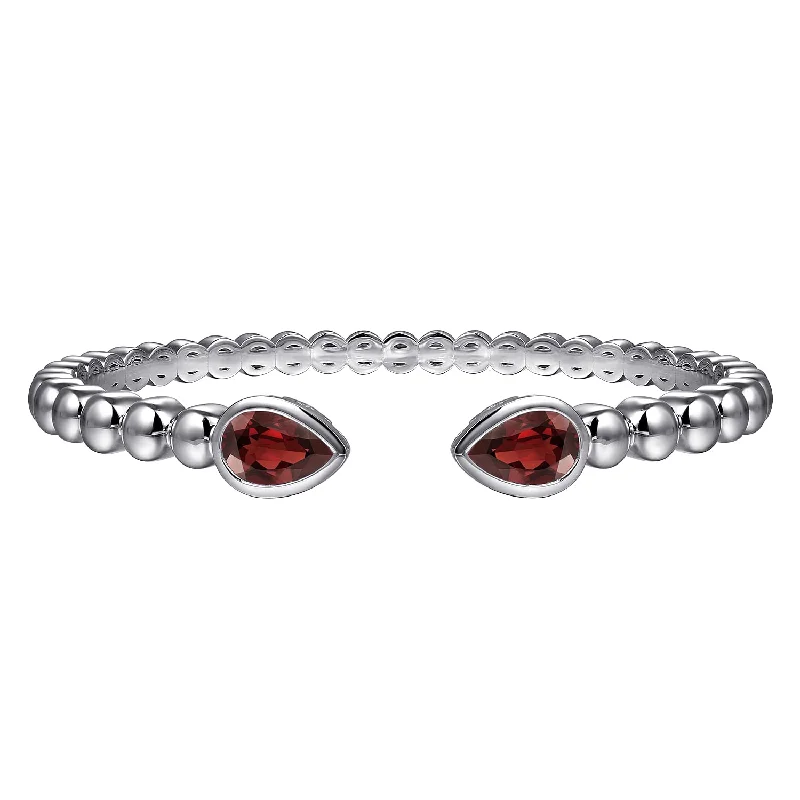 Men's Aquamarine Engagement Rings in 9K Gold with a Bezel - Set StoneSterling Silver 6.25" Bujukan Garnet Split Bangle Bracelet