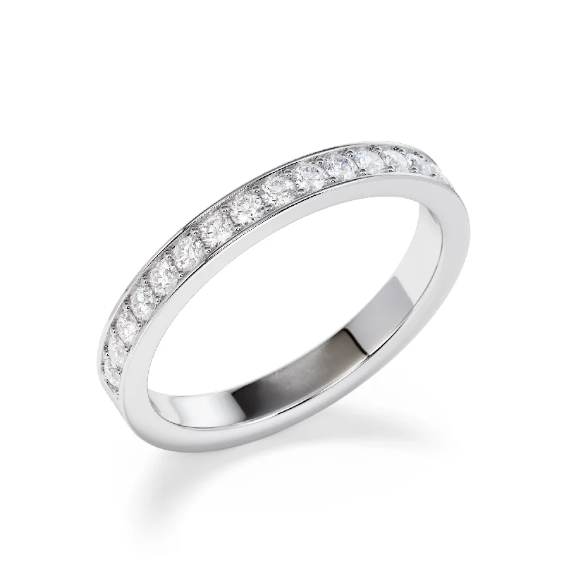 Marquise - cut diamond engagement ring with a split - shank band in platinum2.5mm Grain Set Diamond Eternity Ring