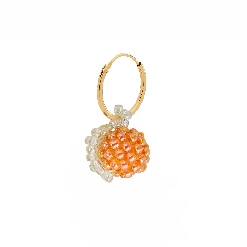 Chunky hoop earringsMini Shiny Orange Earring Gold Plated, Orange Beads