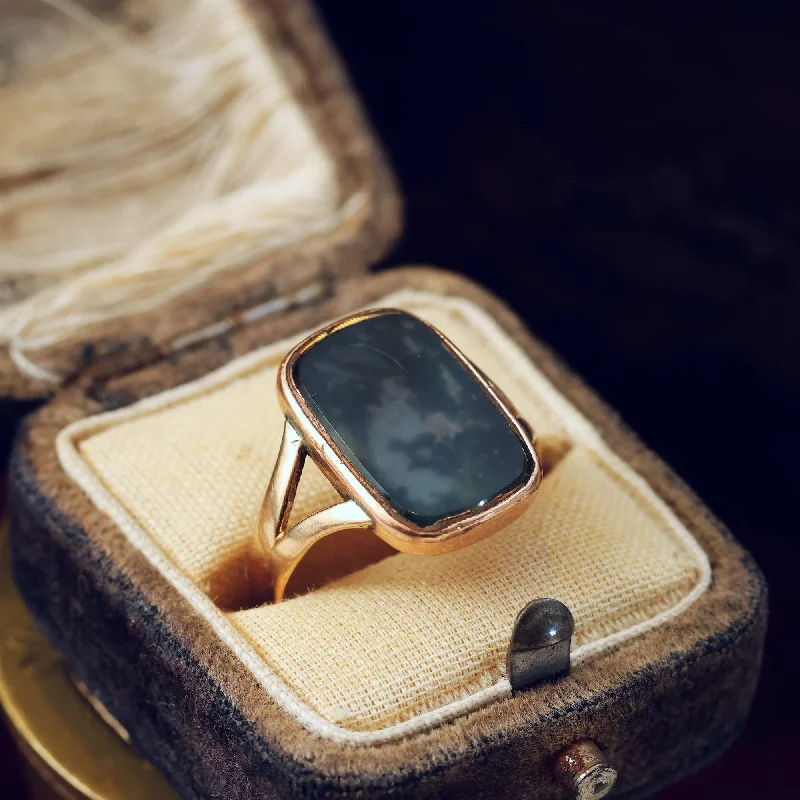 Engagement - Inspired Women's Rings with a Halo of Small DiamondsDistinguished Antique Georgian Moss Agate Specimen Ring