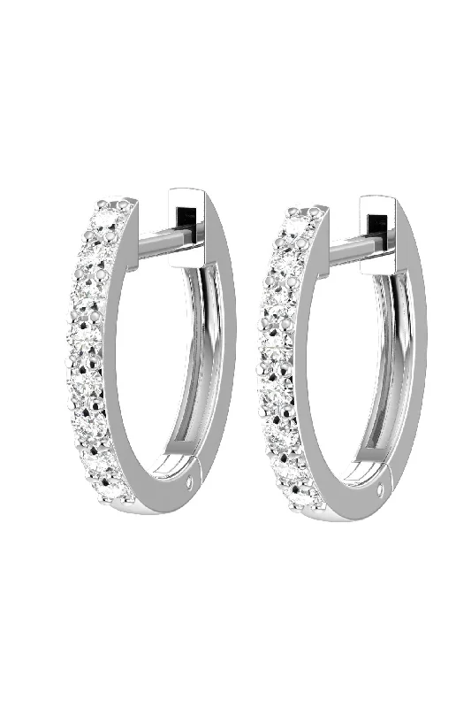 Small hoop earringsMedium Line 18K White Gold Hoops w. Lab-Grown Diamonds