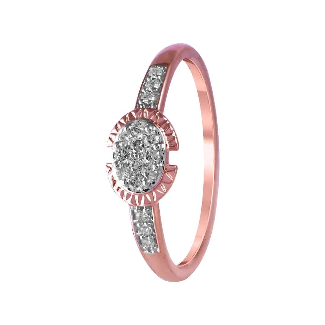 Women's Diamond Rings with Side - Stone Pave Setting for a Sparkling and Continuous Shine14K Rose Gold Ring With A Circular Design And A Diamond-studded Centre