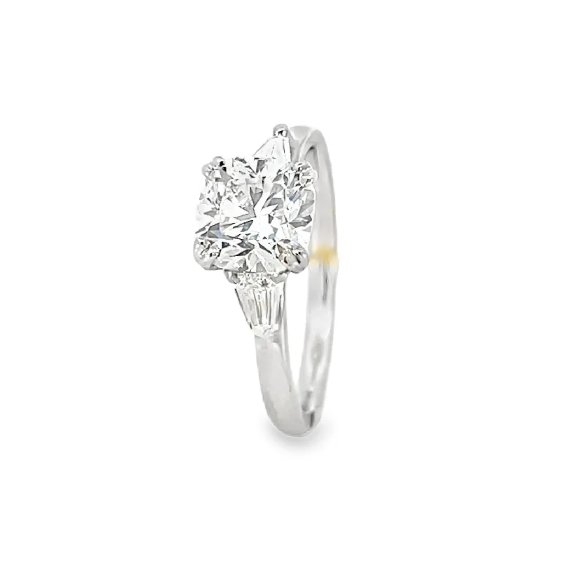 Art Deco - Inspired Women's Diamond Rings with Geometric Designs and Baguette - Cut DiamondsCushion Cut Natural Diamond Ring