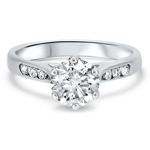 Signature - Design Women's Diamond Rings with a Brand - Specific Pattern and High - Quality Diamonds1.00ct Diamond Engagement Ring in 18ct White Gold with Side Accent Diamonds