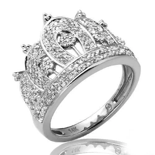 Women's Diamond Rings with Side - Stone Pave Setting for a Sparkling and Continuous Shine14KW 0.50CTW DIAMOND LADIES CROWN RING