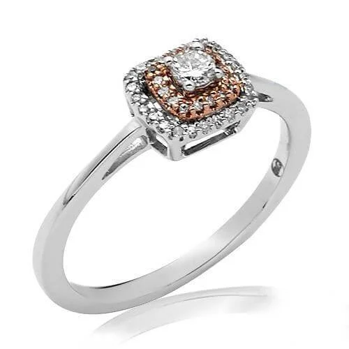 Heart - Shaped Women's Diamond Rings in Rose Gold for a Romantic and Symbolic Gift14KW+R 0.25CTW DIAMOND BRIDAL RING