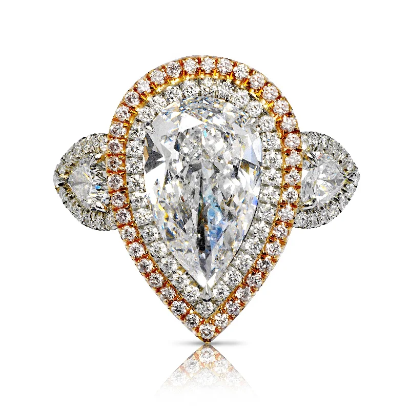 Princess - Cut Women's Diamond Rings in White Gold with a High - Clarity Diamond for a Modern LookVALERY 7 CARAT PEAR SHAPED E COLOR VS1 CLARITY DIAMOND ENGAGEMENT RING PLATINUM & 18K GOLD GIA CERTIFIED 6 CT E VS1 BY MIKE NEKTA