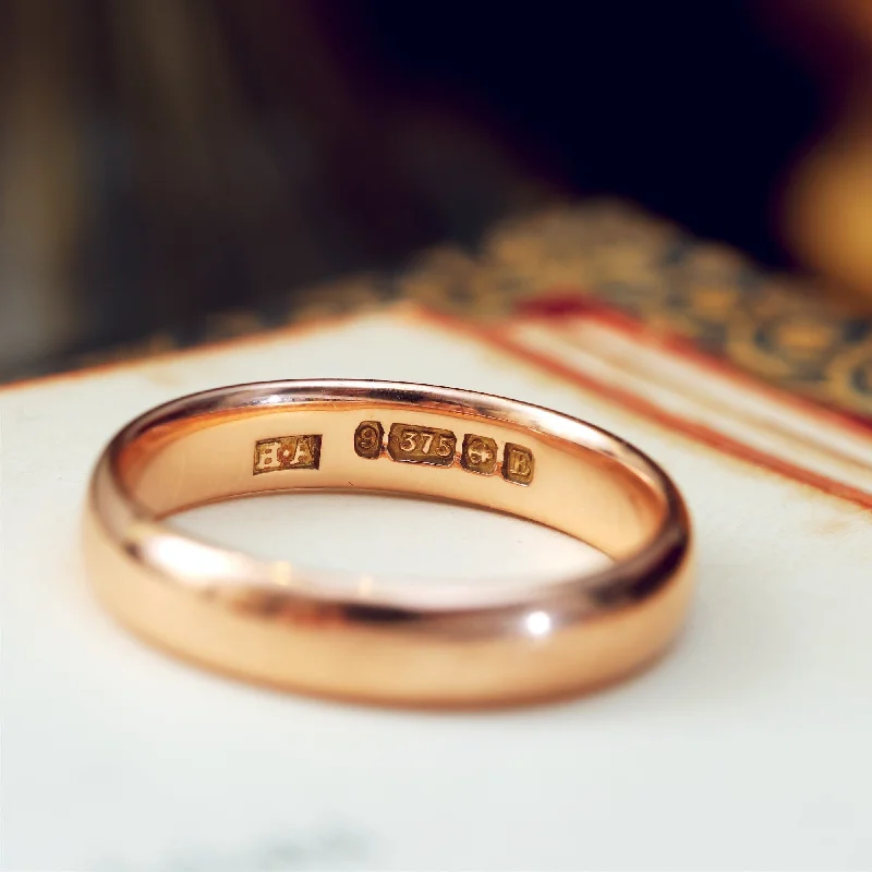 Art Deco - Inspired Women's Rings with Geometric Shapes in 14K GoldDate 1930 9ct Rose Gold Wedding Band