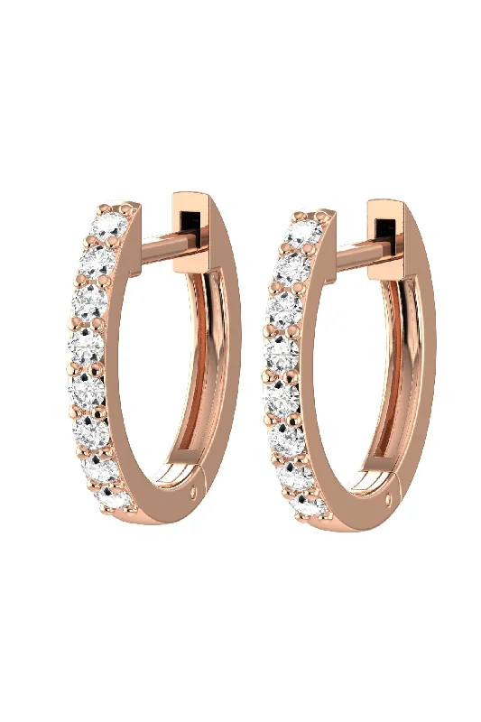 Lightweight hoop earringsMedium Line 18K Rose Gold Hoops w. Lab-Grown Diamonds