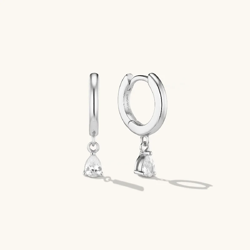 Hypoallergenic hoop earringsCrystal Drop Hoop Earrings Silver