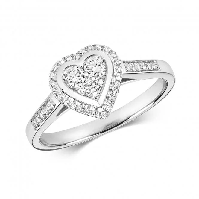 Open - Band Fashion Rings in Sterling Silver with Gemstone InlaysDiamond Jewellery 9ct Heart Cluster Ring in White Gold RD660W