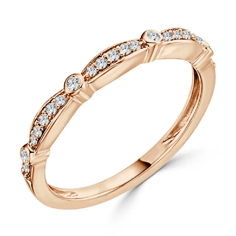 Women's Diamond Rings with Side - Stone Pave Setting for a Sparkling and Continuous ShineAuriya Petite Ultra-Thin Stackable Diamond Wedding Band 1/8ct TDW 10K Gold