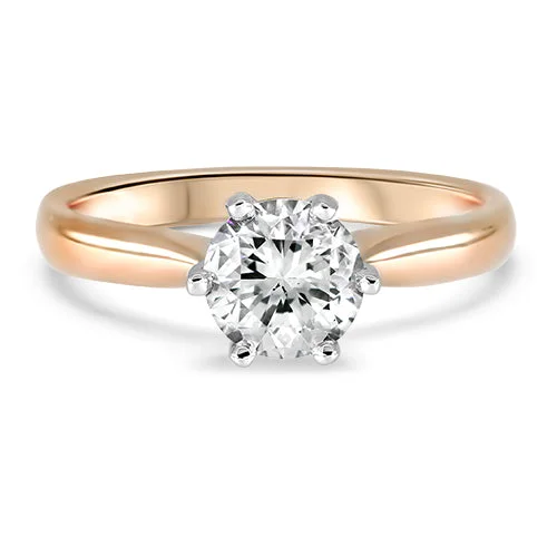 Halo - Style Women's Diamond Rings with a Center Diamond Surrounded by Smaller Diamonds in 18K Gold1.05ct Diamond Solitaire in Rose Gold F SI2