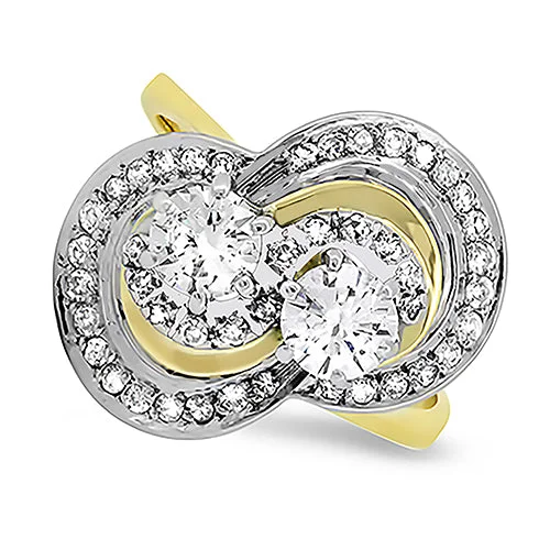 Adjustable Women's Diamond Rings with a Flexible Band for a Comfortable and Custom Fit1.38ct Unique Diamond Handmade Cluster Ring in 18ct Yellow and White Gold