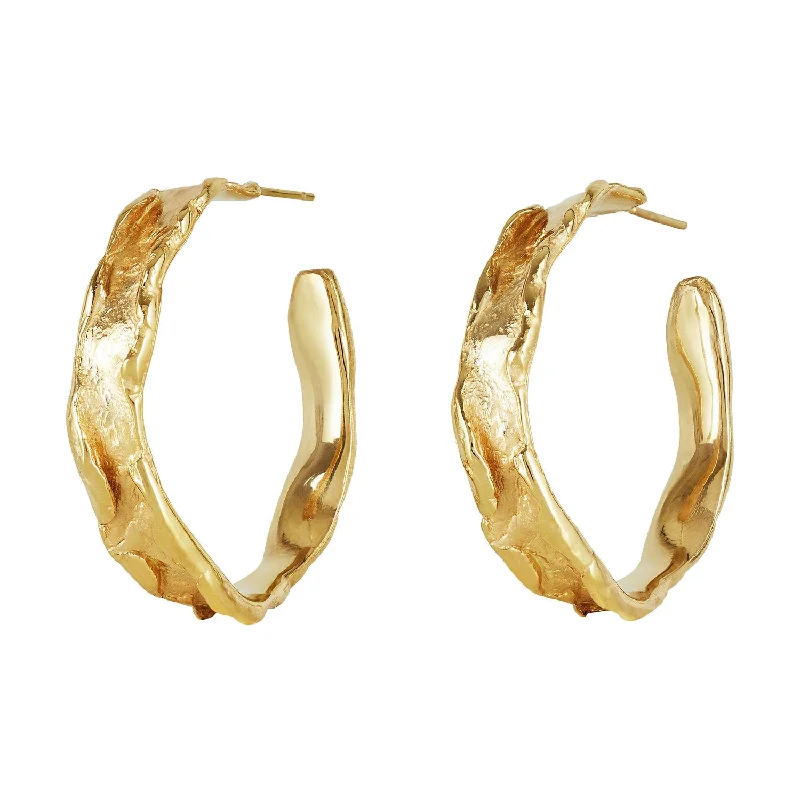 Hoop earrings for womenLarge Wave Gold Plated Hoops