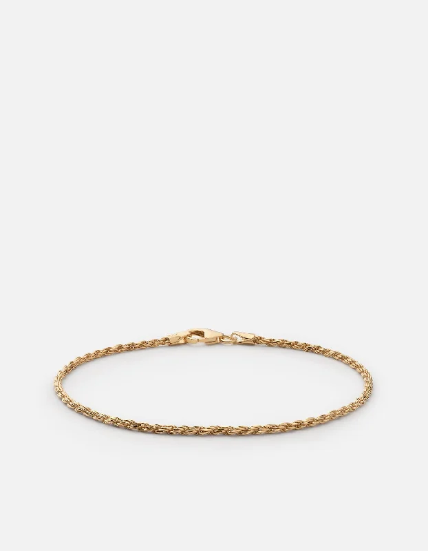 Engagement - Inspired Women's Rings with a Halo of Small Diamonds1.8 Rope Chain Bracelet, 14k Gold