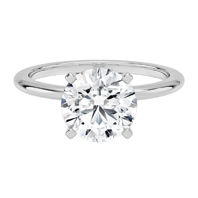 Women's Diamond Rings with Side - Stone Pave Setting for a Sparkling and Continuous ShineGIA 3.04 Carat Round Natural Diamond Engagement Ring 4-Prong D Color VS2 Clarity