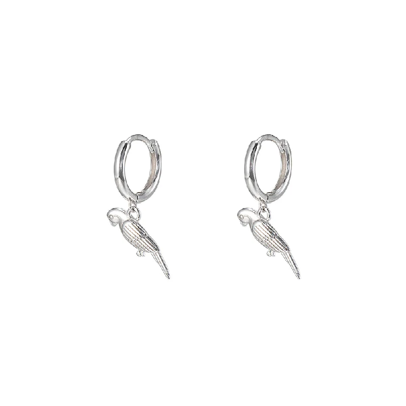 Everyday hoop earringsSterling Silver Bird Huggie Earrings