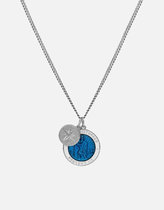 Vintage - Inspired Filigree - Design Women's Rings in Sterling SilverSaint Christopher Surf Necklace, Sterling Silver/Caribbean Blue