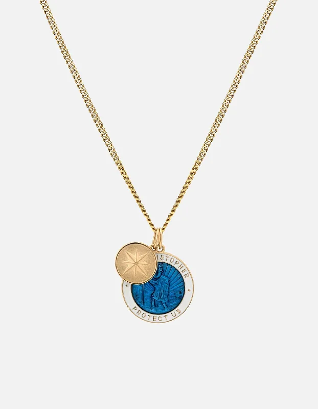 Adjustable Ring Sizes for Women's Rings in Stainless SteelSaint Christopher Surf Necklace, Gold/Caribbean Blue/White