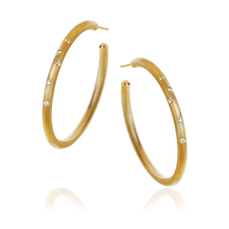 Rose gold hoop earringsLarge Esme 18K Gold Hoops w. Diamonds