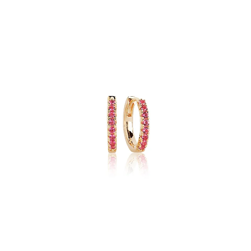 Beaded hoop earringsEllera Gold Plated Hoops w. Red Zirconias 14 mm