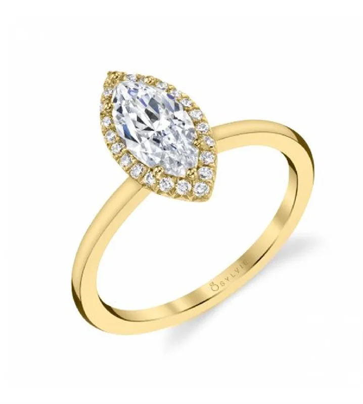 Men's Topaz Engagement Rings in 10K Gold with a Channel - Set Diamond BandSylvie Yellow Gold Marquise Setting with Halo