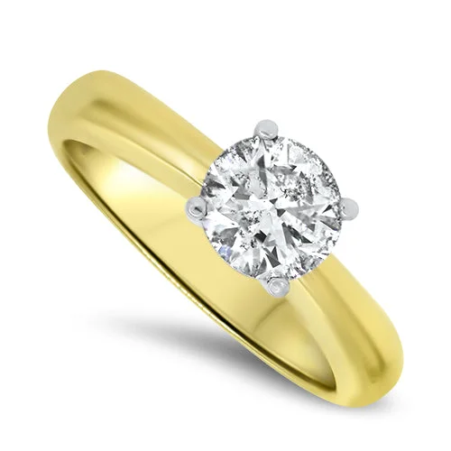 Women's Diamond Rings with Side - Stone Pave Setting for a Sparkling and Continuous Shine1.03ct Diamond Solitaire Engagement Ring in 18ct Yellow Gold