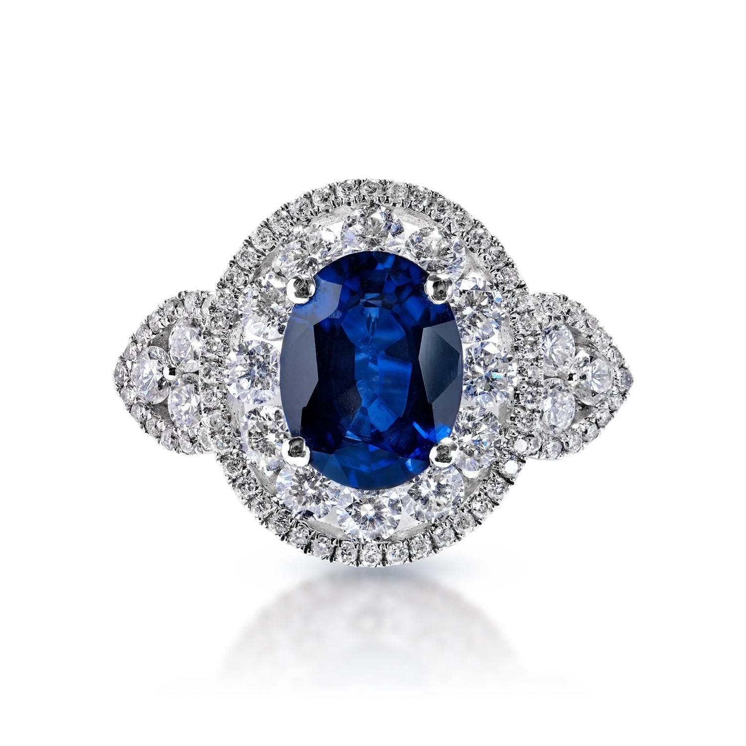 Marquise - Cut Women's Diamond Rings in Palladium for a Unique and Elongated ShapeTessa 4 Carat Oval Cut Blue Sapphire Ring in 18 Karat White Gold