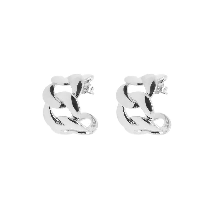 Oval hoop earringsWide Curb Silver Hoops