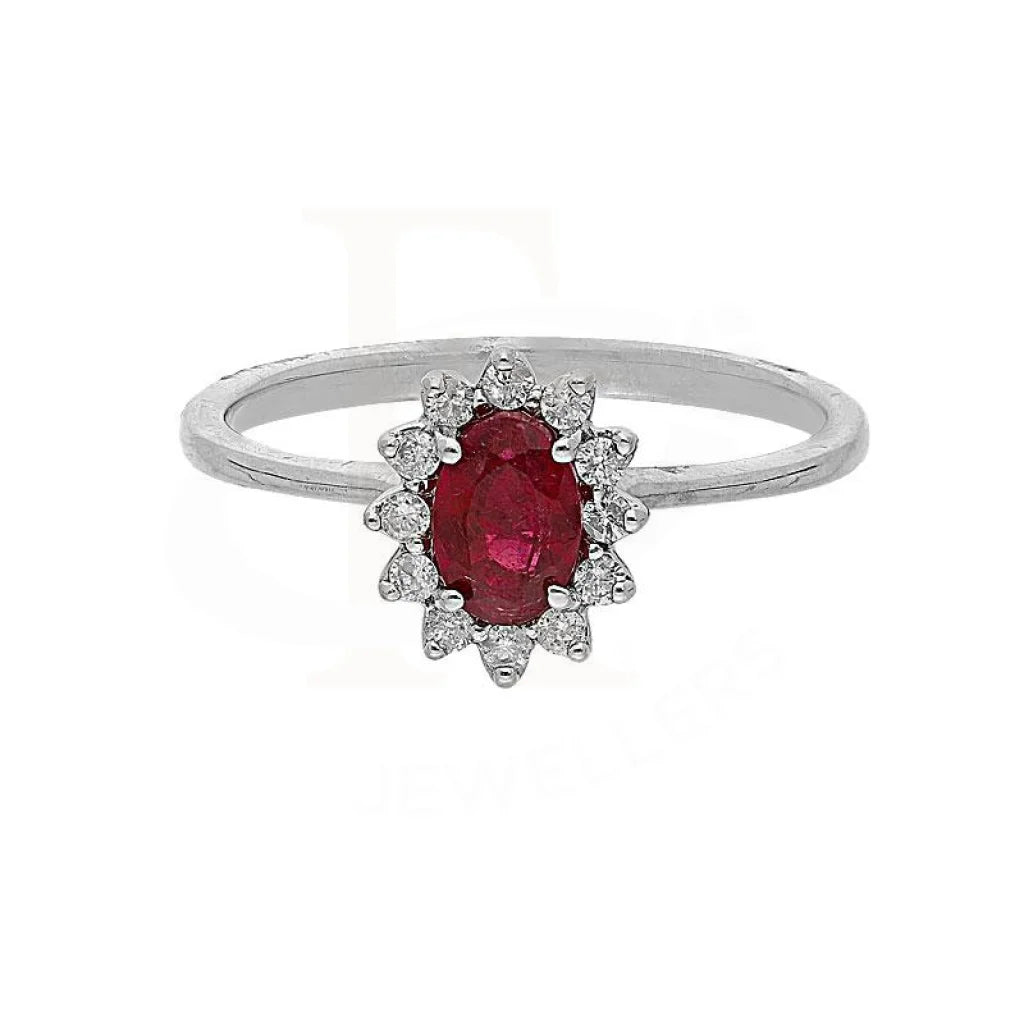 Vintage - Style Women's Diamond Rings with Floral - Engraved Bands and Multiple Diamond AccentsDiamond & Ruby Oval Cut Solitaire Ring in 18KT White Gold - FKJRN18K2140