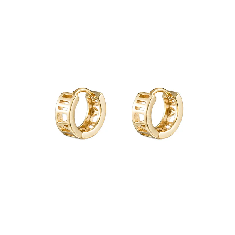 Hoop earrings for womenRoman Numerals Huggie Earrings