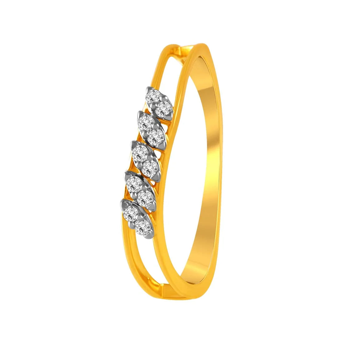 Marquise - Cut Women's Diamond Rings in Palladium for a Unique and Elongated Shape14K Gold Ring With A Conjoined Five Leaf Pattern In The Centre