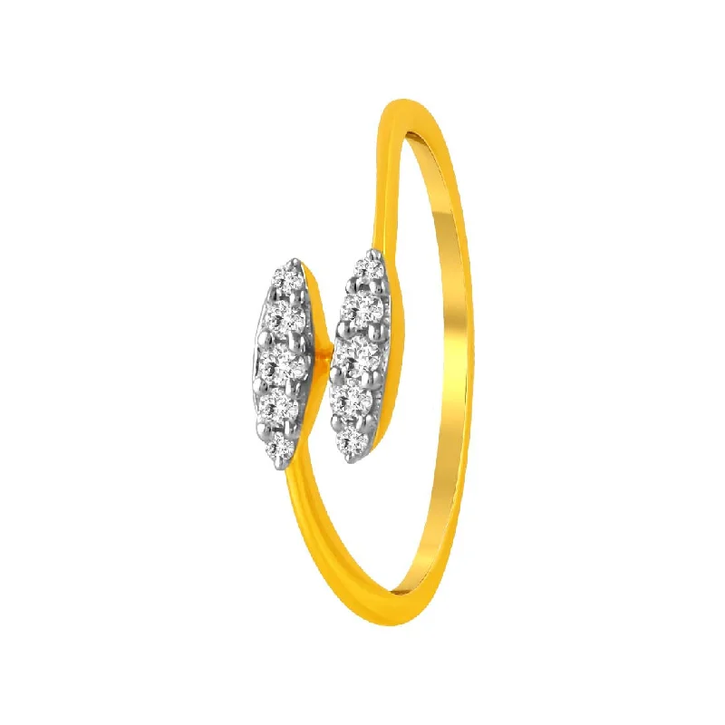 Cluster - Style Women's Diamond Rings with Multiple Small Diamonds Arranged in a Stunning Pattern14K Gold Ring With Two Elongated Diamond Clusters Set On Either Side Of The Band