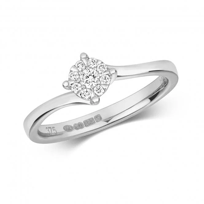 Open - Band Fashion Rings in Sterling Silver with Gemstone InlaysDiamond Jewellery 9ct White Gold Ring RD121W