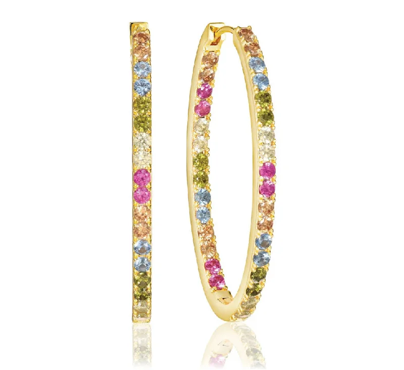 Chunky hoop earringsEllisse Medio 18K Gold Plated Hoops w. Colored Zirconias