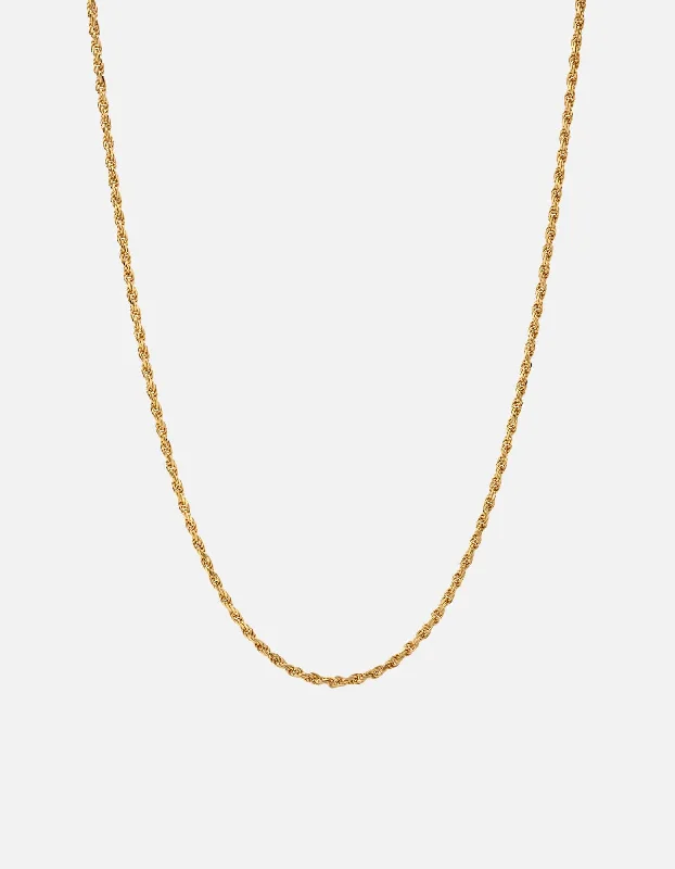 Engagement - Inspired Women's Rings with a Halo of Small Diamonds2.4mm Rope Chain Necklace, Gold Vermeil