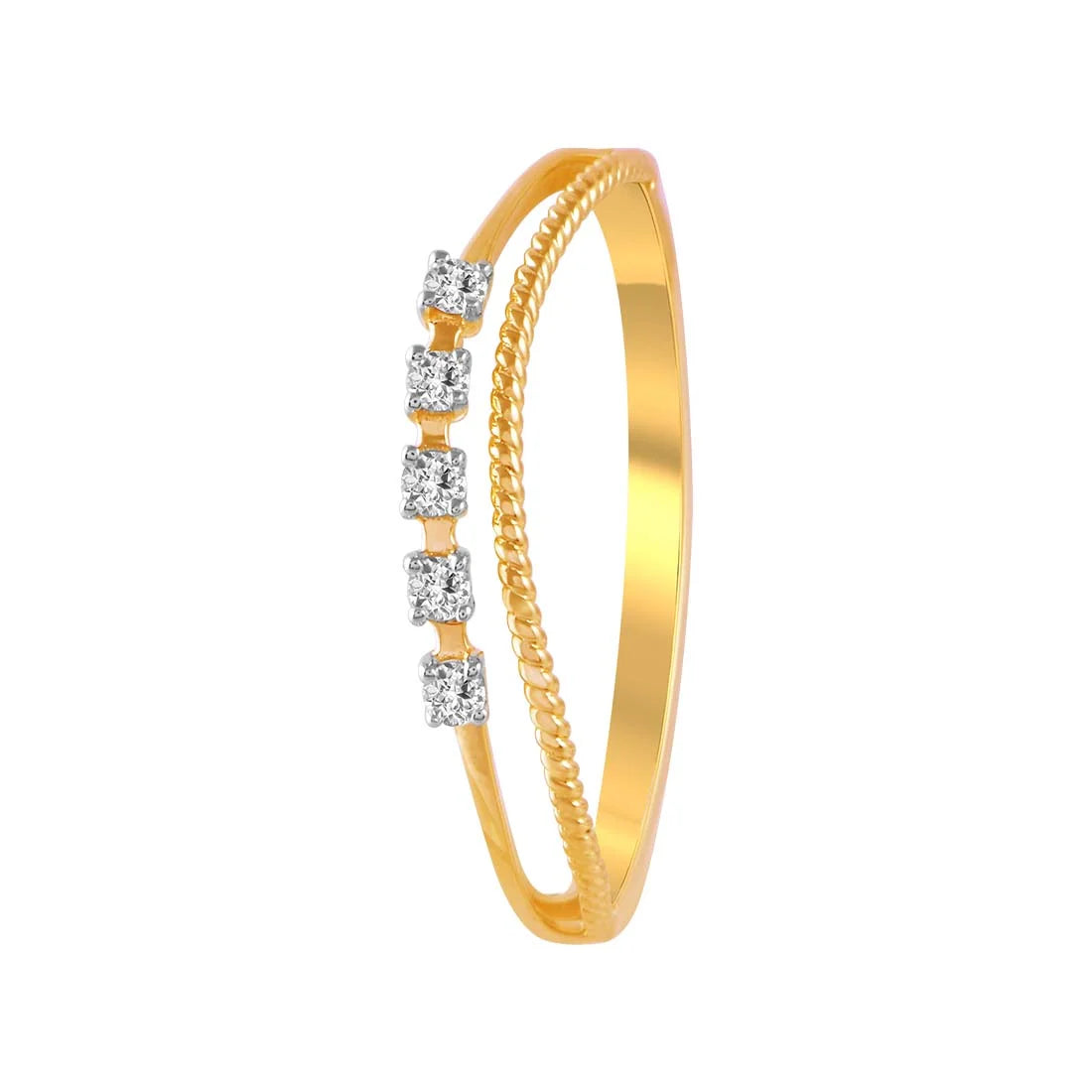 Art Deco - Inspired Women's Diamond Rings with Geometric Designs and Baguette - Cut Diamonds14K Gold Ring With A Double Band Design And A Twisted, Rope-like Band Overlapping A Plain Band