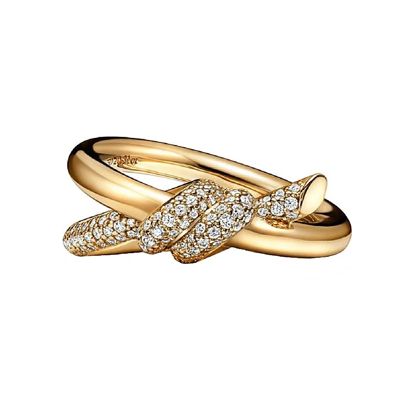 Cushion - Cut Women's Diamond Rings in Platinum with a Soft and Romantic AppearanceTiffany & Co Knot Double Row Ring in Yellow Gold with 0.31ct Diamonds