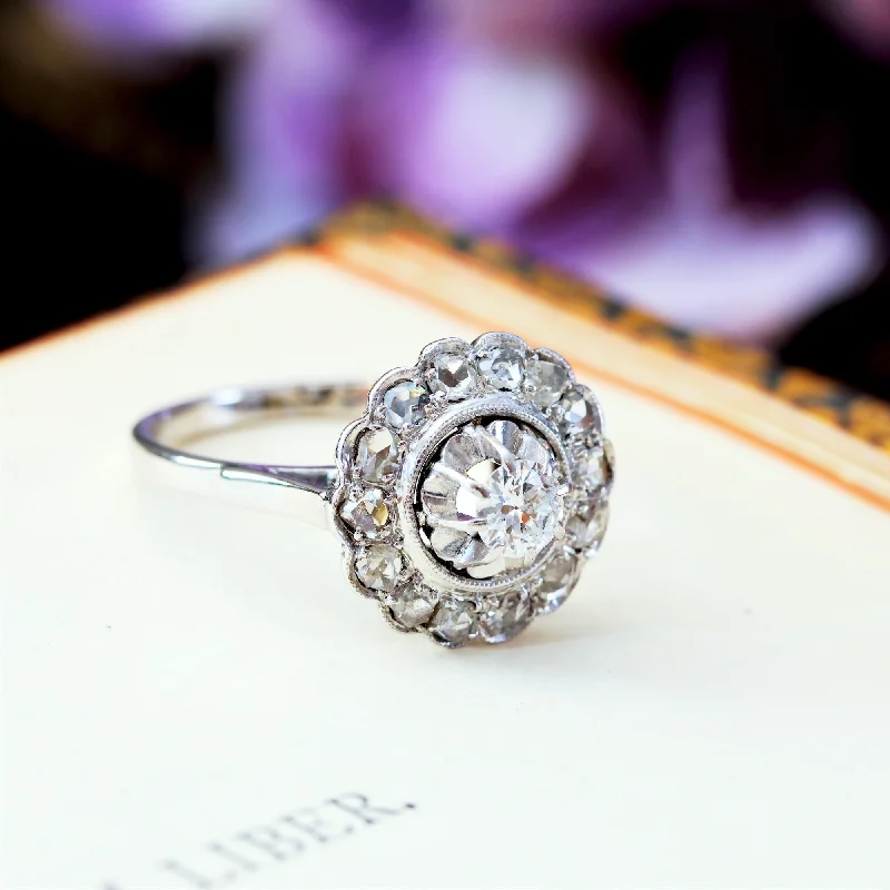 Engagement - Inspired Women's Rings with a Halo of Small DiamondsVintage Romance! Rosette Diamond Cluster Ring