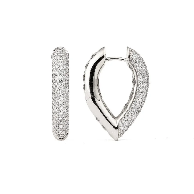 Vintage hoop earringsDrop Link Medium Pavé (25 mm) 18K Whitegold Hoops w. Diamonds