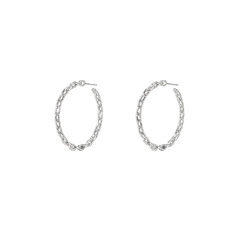 Silver hoop earringsSterling Silver Large Chain Hoop Earrings